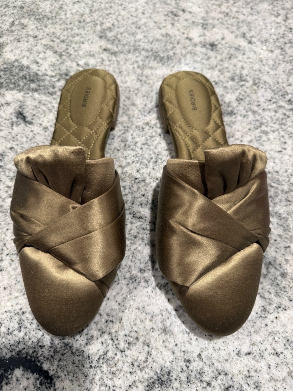 Birdies Songbird Satin Mule - Khaki Green